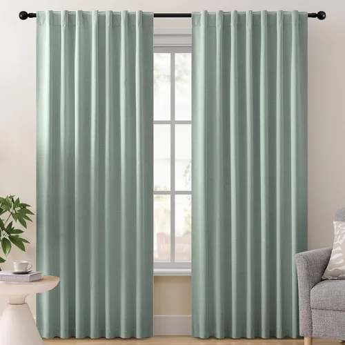 Miniatura 9 de Miss Seltex - Cortinas de lino 100% opacas para dormitorio, con aislamiento térmico, con textura de lino, con pestaña trasera, cortinas opacas