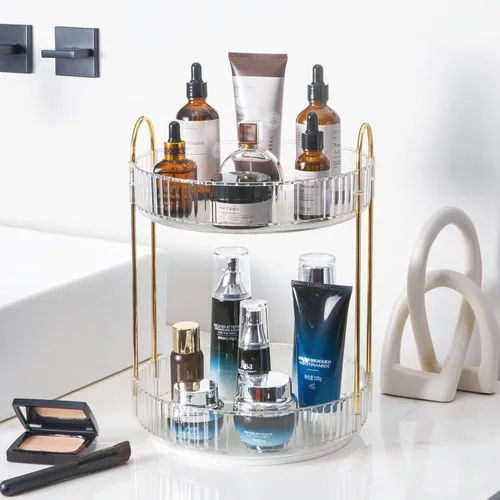Miniatura 31 de Aveniee Organizador de maquillaje giratorio de 360 grados para tocador, organizadores de baño mejorados para perfume y cuidado de la piel