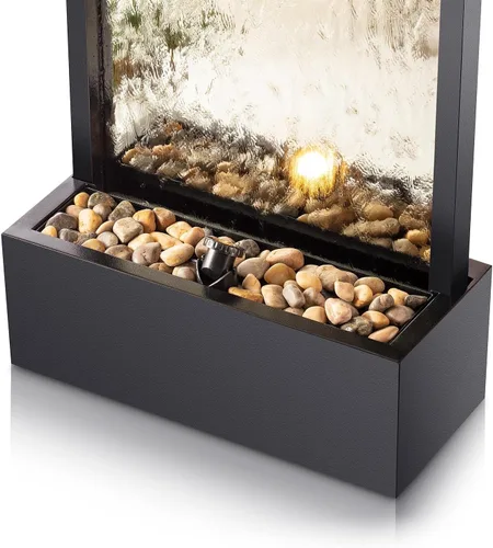 Miniatura 4 de Alpine Corporation MLT170S - Fuente de cascada para interiores y exteriores de 48 pulgadas con luz LED, moderna fuente de agua de pared negra