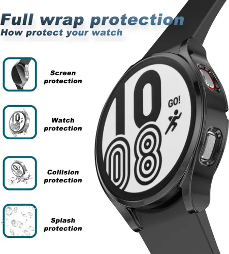 Miniatura 5 de Rc-Z para Samsung Galaxy Watch 5/Galaxy Watch 4 de 40 mm, paquete de 4 fundas de TPU suave con cubierta completa para la cara, protector de pantalla