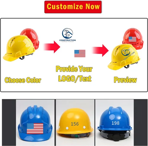 Miniatura 5 de Sombreros duros personalizados al por mayor con logotipo, certificado OSHA/ANSI, ala completa ventilada (trinquete de 4 puntos) para pedidos a