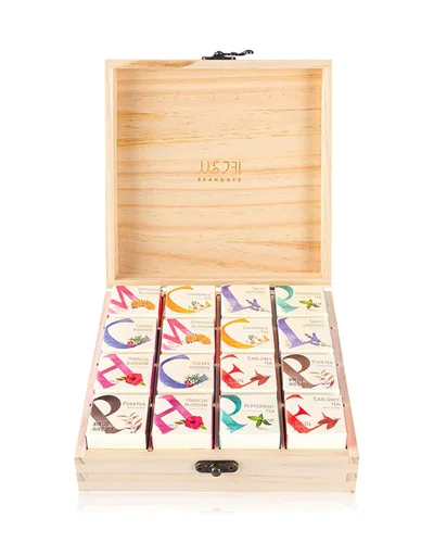 Ssanggye Cubewood - Juego de regalo de 16 piezas, 0.78 onzas (16 unidades, 8 sabores x 2EA) Hierba Floral Blended Signature Puer Earlgrey Hibiscus