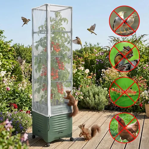 Miniatura 4 de 2 piezas de red para pájaros de jardín para jaula cuadrada de tomate, 59 x 17.7 pulgadas, barrera de insectos y pájaros, red de jaula de tomate