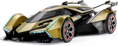 SASBSC Autos de juguete para niños de 4-7 8-12 años V12 Coche de carreras de juguete con luz y sonido 1:22 Coches modelo de metal fundido a presión