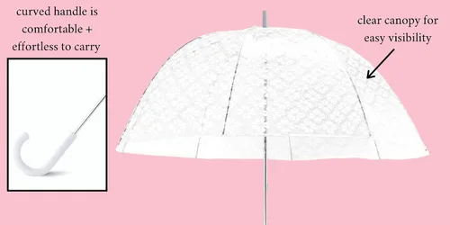 Miniatura 3 de Kate Spade New York Paraguas de burbujas transparentes paraguas de cúpula transparente grande flor de pala blanca