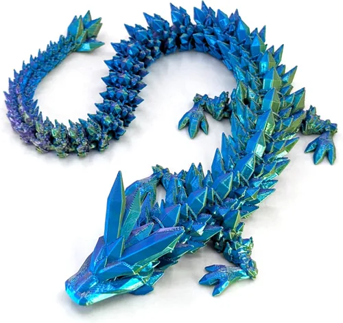 Miniatura 14 de Dragón de cristal articulado mediano de 12 pulgadas, figura de dragón de plástico impresa en 3D multicolor, colores nacarados del arco iris