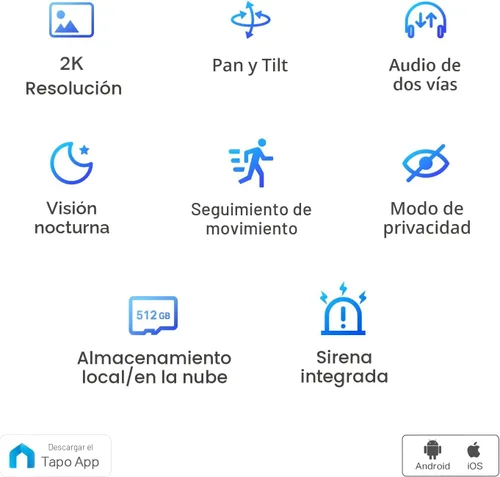 Miniatura 2 de Tapo TP-Link - Cámara de seguridad 2K con giro e inclinación para monitor de bebé, cámara de perro con detección de movimiento, audio bidireccional