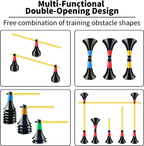 Miniatura 2 de Conos de obstáculos para baloncesto, fútbol y entrenamiento deportivo, 10 conos y 10 bastones con bolsa de transporte, conos de baloncesto y postes