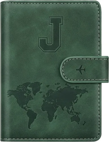 Miniatura 31 de Funda para Pasaporte Personalizada con Letra de la A a la Z, Billetera de Viaje con Bloqueo RFID, Funda para Pasaporte, Estuche para Pasaporte