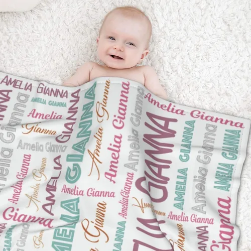Miniatura 4 de Mantas de bebé personalizadas para niñas y niños, mantas de bebé personalizadas con nombre para niños y niñas, regalos personalizados para bebés