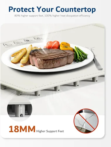 Miniatura 6 de Tapete de calentamiento para alimentos, bandeja eléctrica para calentar alimentos (24 x 16 pulgadas), calentamiento rápido de superficie completa