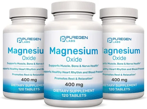 Suplemento de magnesio de 400 mg [alta potencia] – Óxido de magnesio para apoyo inmunológico, recuperación muscular, calambres en las piernas,