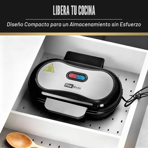 Miniatura 7 de FineMade Doble Mini Parrilla Eléctrica, Sandwichera para Desayuno, Prensa para Hamburguesas, Parrilla para Panini, Parrilla Eléctrica Pequeña, Ideal