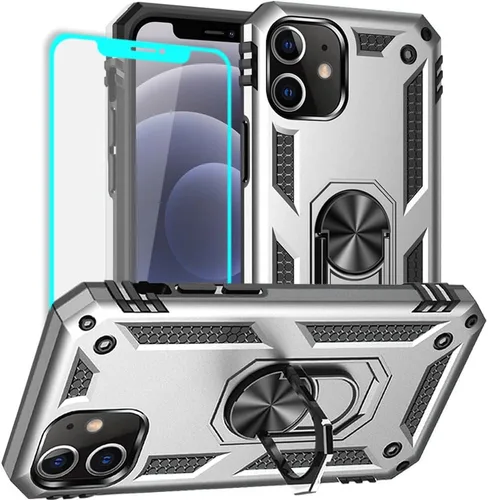 Miniatura 18 de Yiakeng Funda para iPhone 12 Mini: Funda para iPhone 12 Mini con protector de pantalla HD, fundas protectoras de grado militar con anillo para Verde