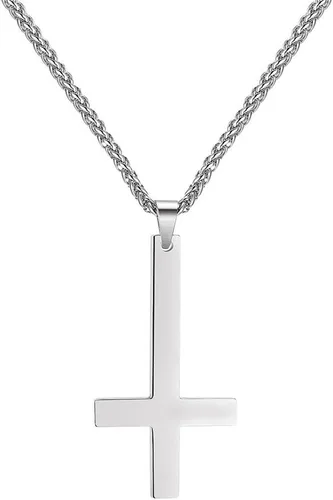 PROSTEEL Satanic Jewelry Upside Down Cross Necklace for Men Women, 316L Stainless Steel925 Sterling Silver Inverted CrossLeviathan Cross Pendant,