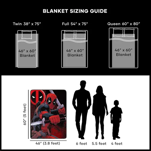 Miniatura 8 de Northwest Deadpool Micro Raschel - Manta de 46 x 60 pulgadas, espadachín