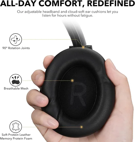 Miniatura 9 de 1Mii Auriculares híbridos E700 con cancelación activa de ruido, Bluetooth inalámbrico de alta resolución LDAC, cómodos sobre la oreja para viajeros
