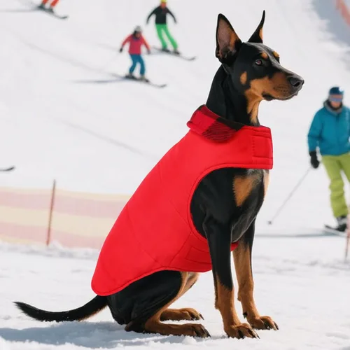 Miniatura 7 de ASENKU - Abrigo de invierno para perros, diseño a cuadros reversible, impermeable, para climas fríos, para perros pequeños, medianos y grandes Rojo