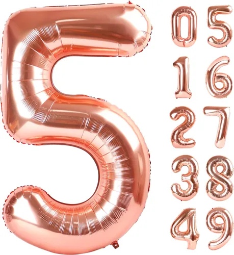 Miniatura 131 de Globo de cumpleaños número 4 dorado de 40 pulgadas, globos gigantes del número cuatro 14 24 34 40 44 2024, globos grandes de lámina de mylar para Oro