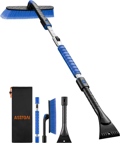 Miniatura 11 de AstroAI Raspadores de hielo de 39.37" para parabrisas de automóvil y cepillo de nieve con agarre de espuma y cabezal de cepillo giratorio de 360°