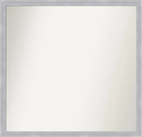 Amanti Art Espejo de baño plateado para sobre el fregadero, 29 x 30 pulgadas, espejo rectangular estrecho de níquel cepillado, marco de madera Grace