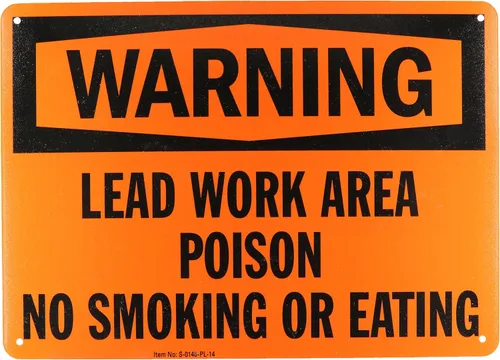 Miniatura 4 de SmartSign -S-0148 Letrero "Advertencia - Área de trabajo de plomo, veneno, no fumar ni comer" 7" x 10" Aluminio - Negro sobre Naranja
