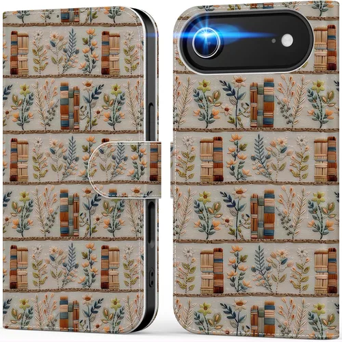 Miniatura 57 de DEENAKIN Funda tipo cartera para iPhone 15 con tarjetero + clip para efectivo, bloqueo RFID, protección contra caídas de grado militar y obras