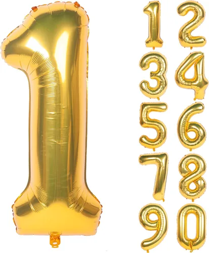 Miniatura 26 de Globos de helio de 40 pulgadas con dígitos dorados para fiesta de cumpleaños., Número 0, 40 pulgadas, número 0 oro 7