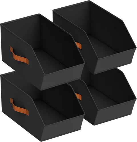 Miniatura 24 de Homsorout Cubos grandes de almacenamiento para armario, con doble asa para ropa, toallas, juguetes, organizadores de estantes para dormitorio