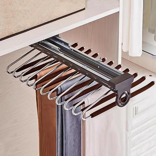 Miniatura 9 de Barra de armario extraíble, Rodamiento de 83.8 lbs retráctil Valet Rod, Carril de ropa extraíble de aleación de aluminio, Carril deslizante