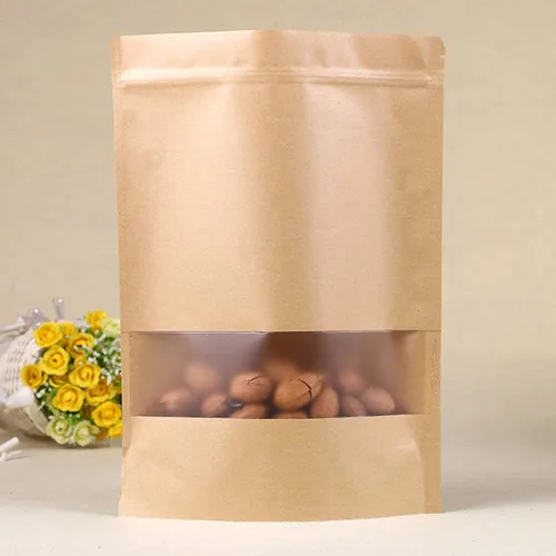 Miniatura 2 de TYONMUJO 100 bolsas de papel kraft con cierre de cremallera para ventana, bolsas a granel resellables de 3.5 x 5.5 pulgadas