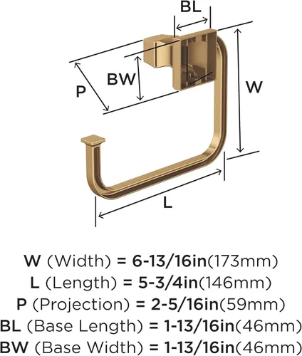 Miniatura 6 de Amerock BH36022CZ Toallero de bronce champán Toallero de 5-3/4 pulgadas (5.748 in) de longitud Mulholland Toallero de mano para pared