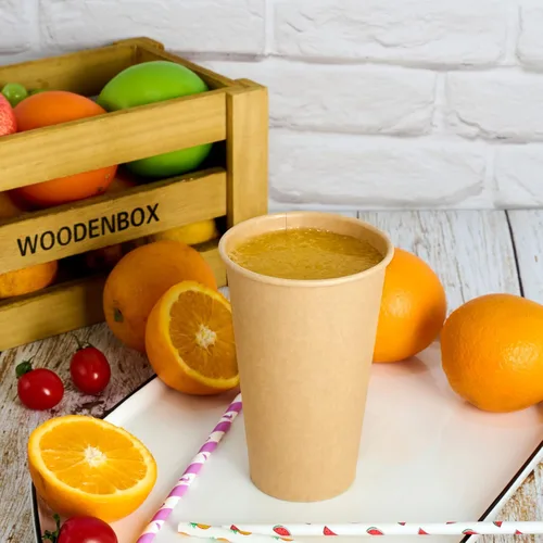 Miniatura 4 de LITOPAK Paquete de 100 tazas de papel kraft de 16 onzas para agua, jugo y té, tazas de café caliente desechables para hogar, restaurante, tienda