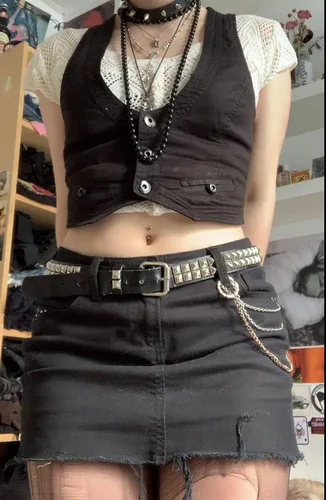 Miniatura 3 de Chaleco con botones para mujer, corsé corto con espalda cruzada, estilo punk, grunge, ropa de calle