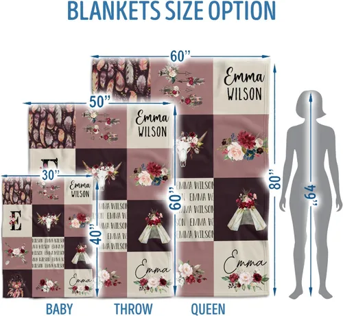 Miniatura 5 de Manta de bebé occidental para niña, manta de bebé occidental, mantas de bebé personalizadas, manta de bebé vaquero con nombre, mantas de bebé Chica