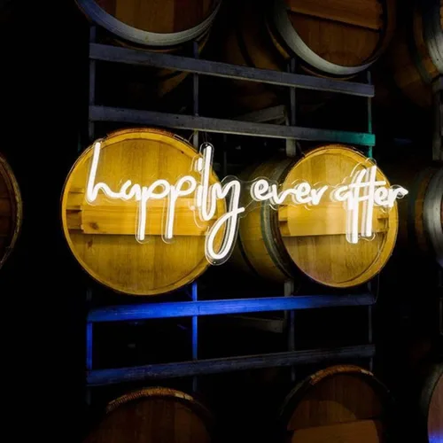 Miniatura 2 de Letrero de neón con texto en inglés "Happily Ever After", letrero de neón personalizado, decoración hecha a mano, para colgar en la pared, letrero