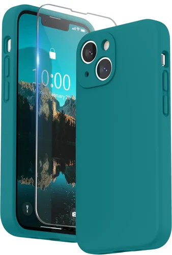 Miniatura 31 de SURPHY Funda compatible con iPhone 13 Mini con protector de pantalla, (protección de cámara y forro de microfibra suave), funda de silicona líquida