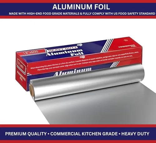 Miniatura 3 de Papel de aluminio resistente de 18 pulgadas x 500 pies, grado comercial para la industria de servicios de alimentos, papel aluminio plateado