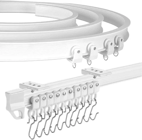 XCK Riel de cortina flexible para techo, montable, cortable, 10 pies, curvado, recortable, riel flexible para cortinas de techo, plegable, riel para