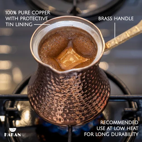 Miniatura 5 de Cafetera turca Hakan Hervidor de agua para estufa, cafetera, calentador de mantequilla, chocolate y leche Calentamiento uniforme y rápido