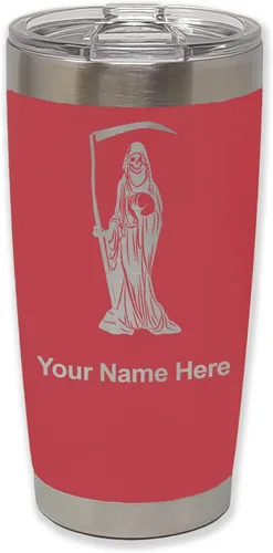 Miniatura 21 de LaserGram Vaso aislado al vacío de 20 onzas, Santa Muerte, grabado personalizado incluido (negro)