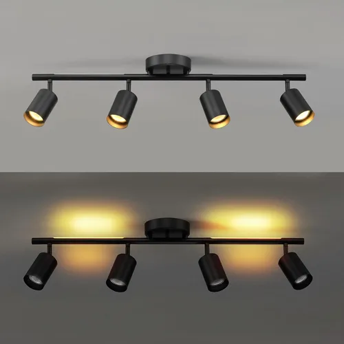 Miniatura 9 de GLOBE Electric 64000166 30" Iluminación de pista de 4 luces con tira de luz nocturna integrada LED de 7 W, negro mate, cabezales de pista