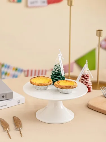 Miniatura 4 de Kanwone Soporte pequeño de porcelana de 8 pulgadas para tartas, plato de postre, soporte para tartas para fiestas, baby shower, soporte