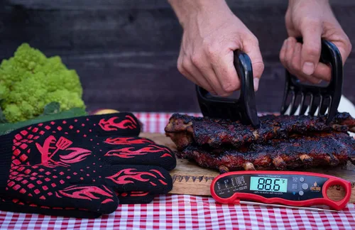 Miniatura 2 de Guantes de barbacoa, termómetro digital de carne y garras de barbacoa para triturar carne - Gran juego de accesorios de herramientas para ahumar