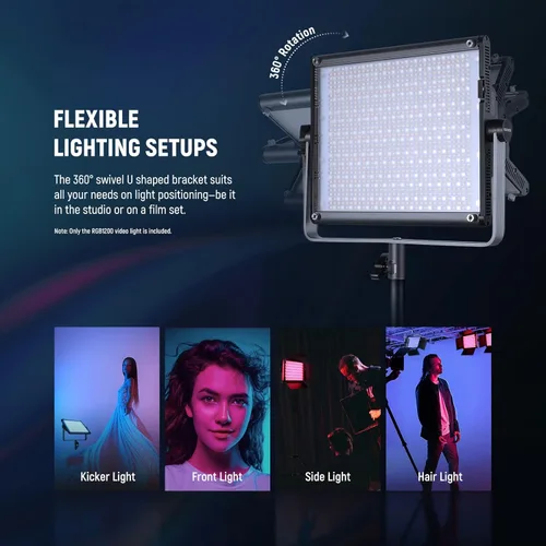 Miniatura 8 de NEEWER RGB1200 Panel de iluminación de vídeo LED RGB con control APP/2.4G, iluminación de fotografía de estudio de 60W 22000Lux@0.5m/1%