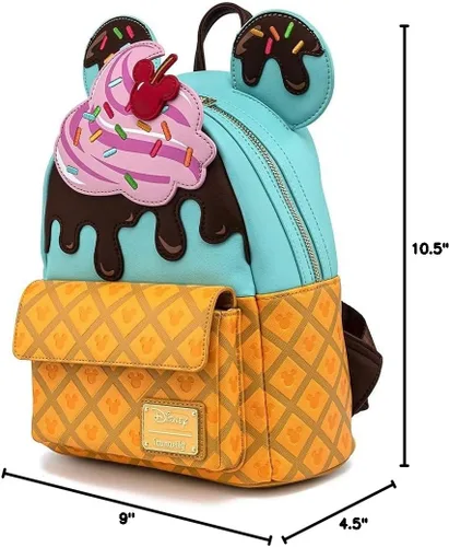 Miniatura 7 de Loungefly Disney Mickey y Minnie Mouse Sweets Ice Cream - Bolso de hombro con doble correa para mujer