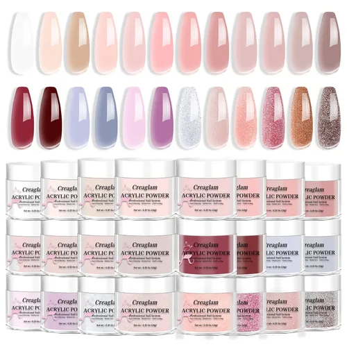 Juego de polvos acrílicos para uñas, kit de 24 colores para arte de uñas, extensión francesa, escultura 3D, polvo de polímero de calidad profesional