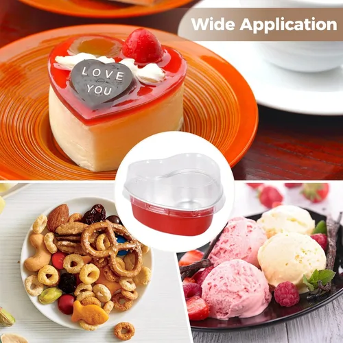 Miniatura 6 de 50 mini moldes para pasteles con tapas, mini latas para tartas, moldes de papel de aluminio en forma de corazón con tapas, recipiente para tartas