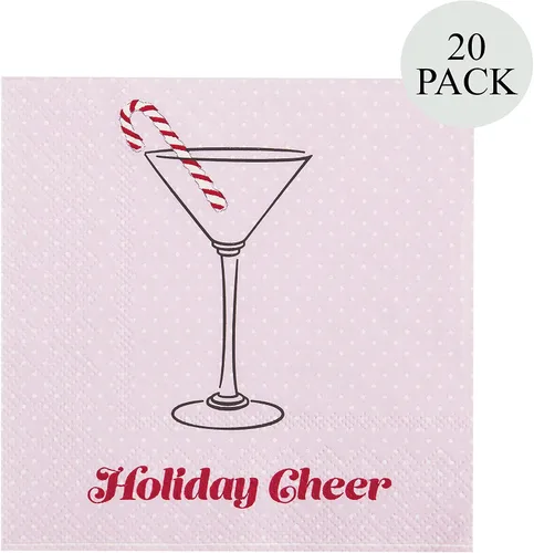 Miniatura 7 de C.R. Gibson TW4-23698 - Servilletas de papel desechables para fiestas de Navidad, color rosa y rojo, 5 x 5 pulgadas, 20