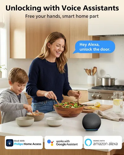 Miniatura 4 de Cerradura inteligente Philips, cerradura de puerta inteligente incorporada con WiFi, control remoto por aplicación, cerradura de puerta de entrada